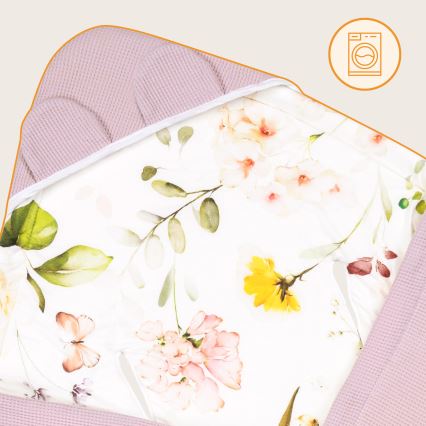 Lionelo - Vystymo antklodė automobilinei kėdutei TRAVEL SWADDLE 90x90 cm Rožinė gėlė