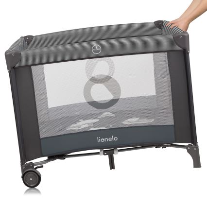 Lionelo - žaidimų aptvaras BONNIE, pilkas, skandinaviško stiliaus