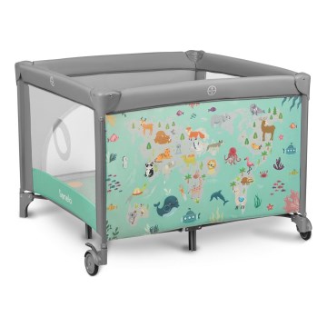 Lionelo - žaidimų aptvaras MILLE pilka ir žalia