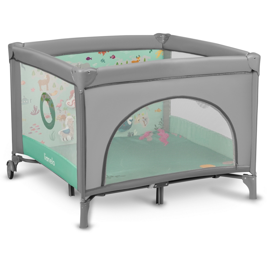 Lionelo - žaidimų aptvaras MILLE pilka ir žalia