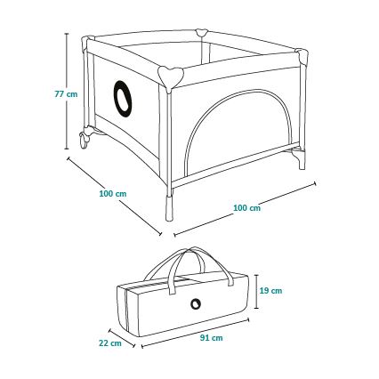 Lionelo - žaidimų aptvaras MILLE pilka ir žalia