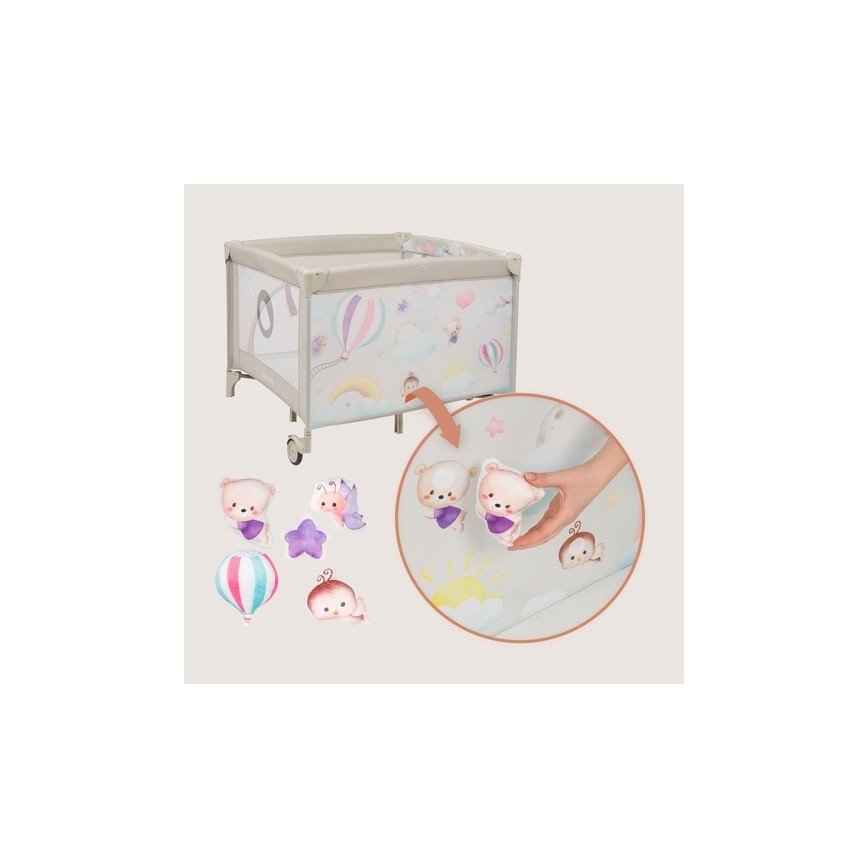 Lionelo - žaidimų aptvaras MILLE PLUS pilka / smėlio spalvos