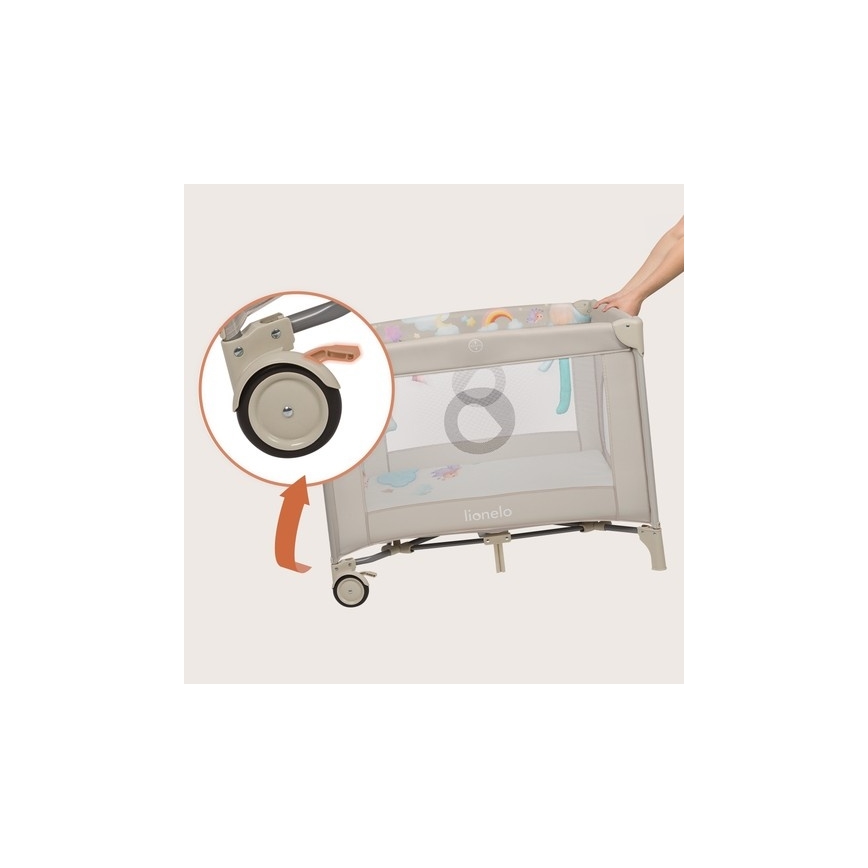 Lionelo - žaidimų aptvaras MILLE PLUS pilka / smėlio spalvos