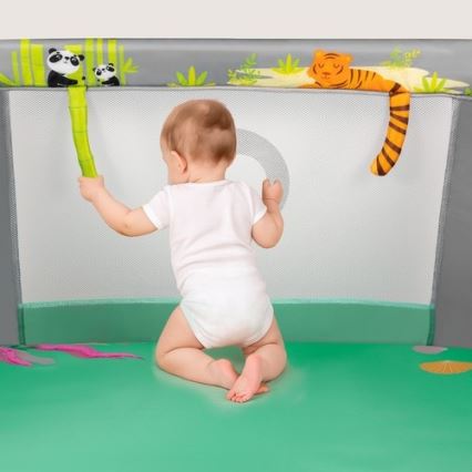 Lionelo - Žaidimų aptvaras MILLE PLUS Pilka Žalia