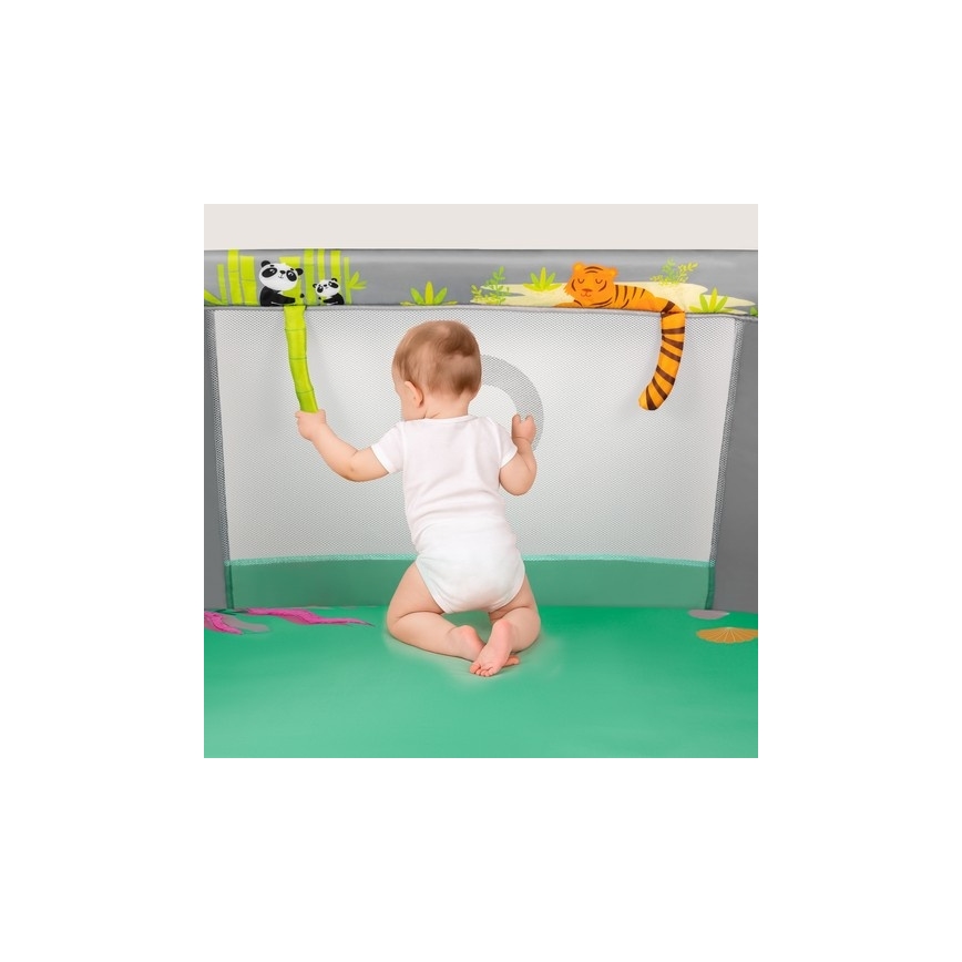 Lionelo - Žaidimų aptvaras MILLE PLUS Pilka Žalia