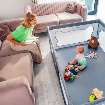 Lionelo - žaidimų aptvaras WILLOW pilkas