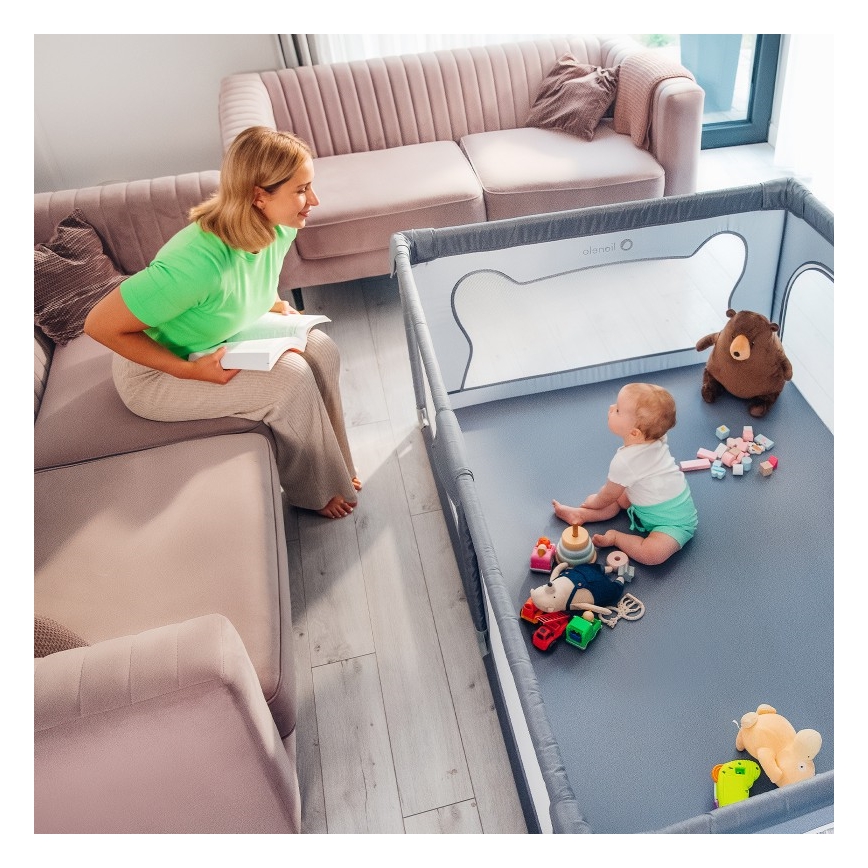 Lionelo - žaidimų aptvaras WILLOW pilkas