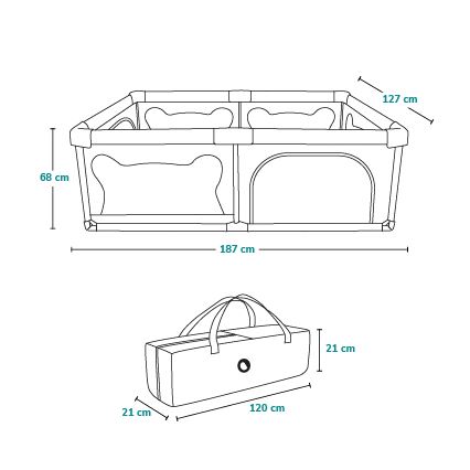 Lionelo - žaidimų aptvaras WILLOW pilkas