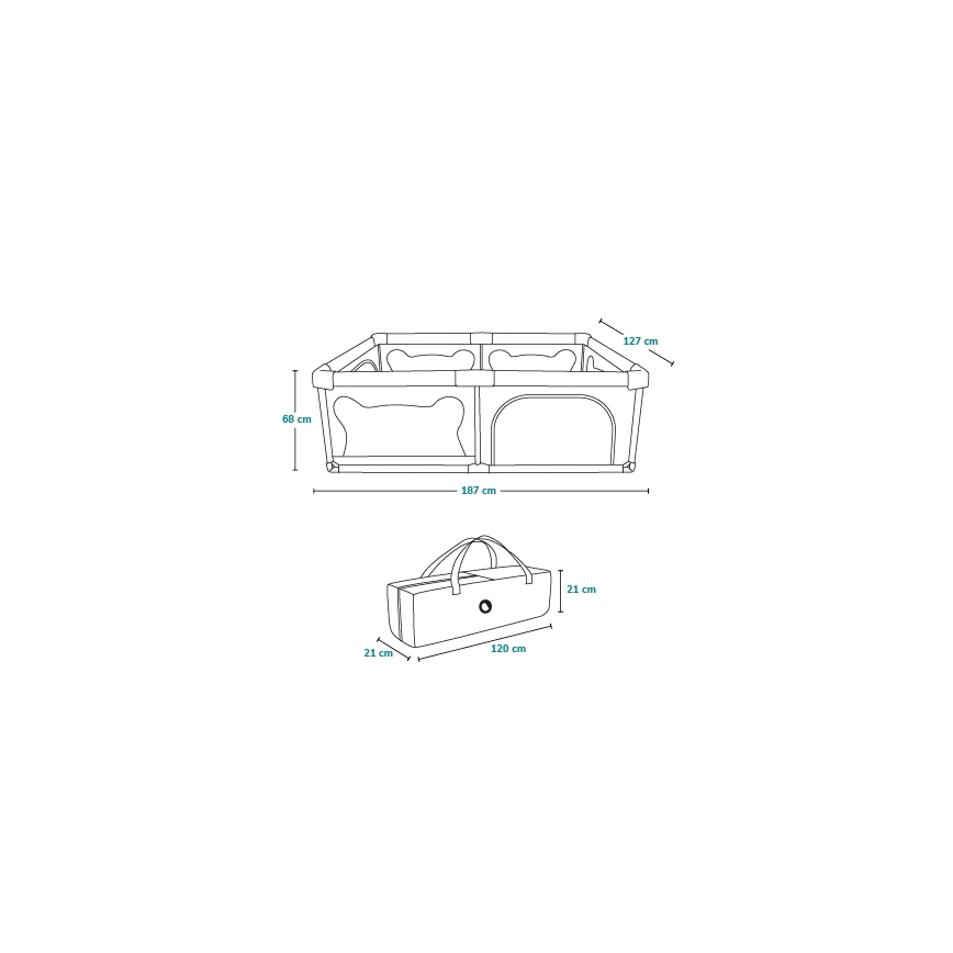 Lionelo - žaidimų aptvaras WILLOW pilkas