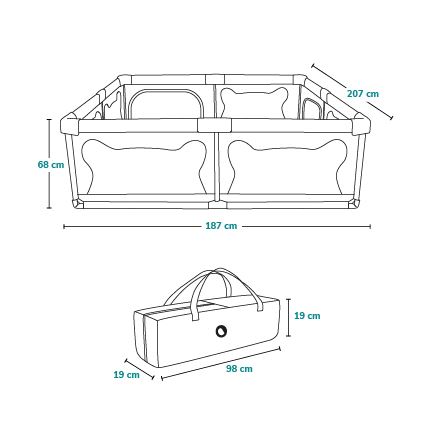 Lionelo - žaidimų maniežas WILLOW XL smėlio spalvos