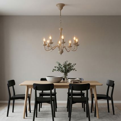 Liustra ant grandinės ANTON 8xE14/60W/230V smėlinė