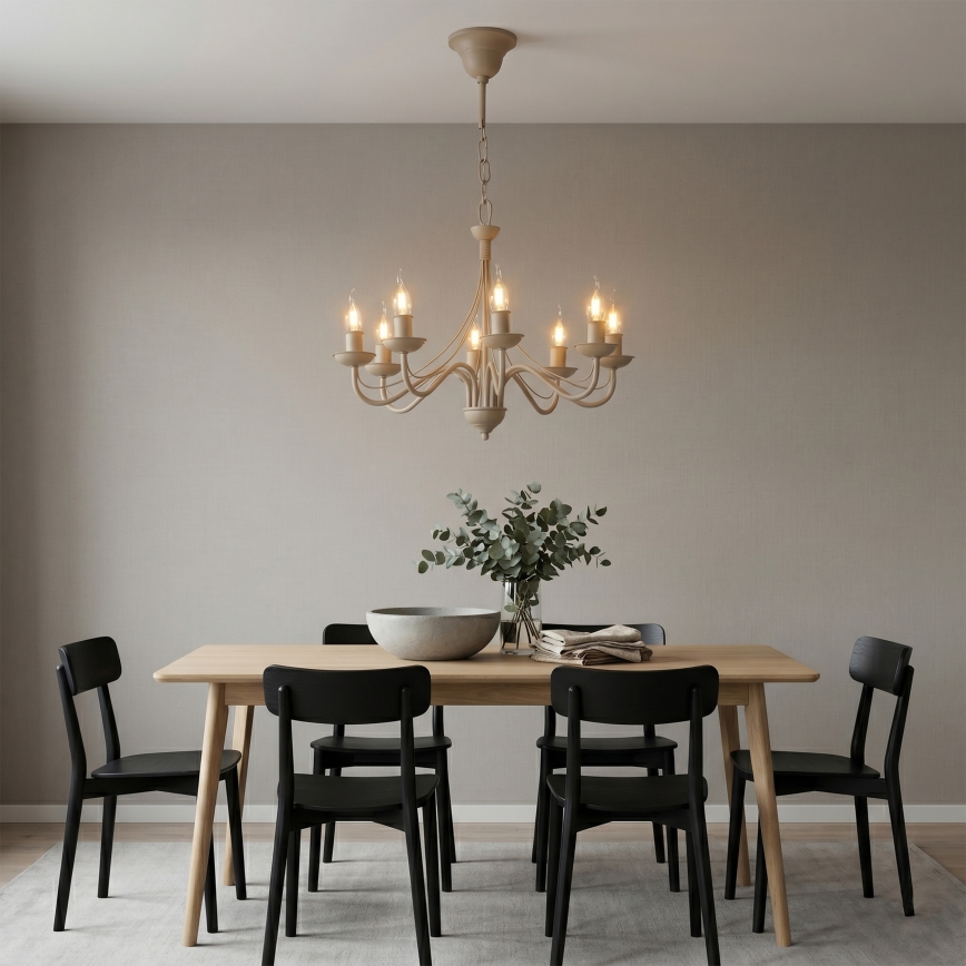 Liustra ant grandinės ANTON 8xE14/60W/230V smėlinė