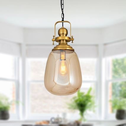 Liustra ant grandinės BOTTLE 1xE27/40W/230V auksinė