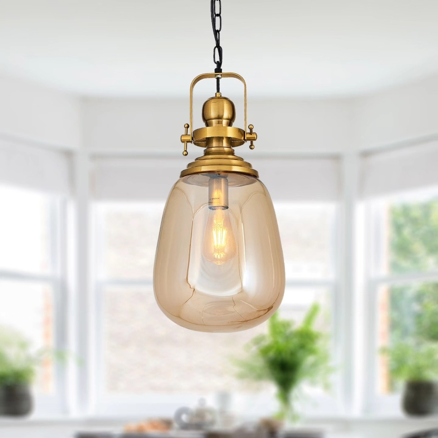 Liustra ant grandinės BOTTLE 1xE27/40W/230V auksinė