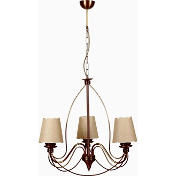 Liustra ant grandinės CLASSIC 3xE14/40W/230V bronzinė/smėlinė