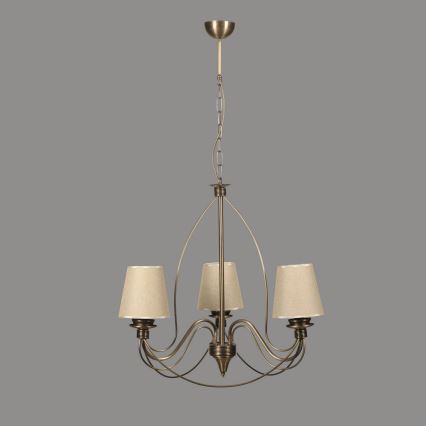 Liustra ant grandinės CLASSIC 3xE14/40W/230V bronzinė/smėlinė