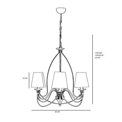 Liustra ant grandinės CLASSIC 3xE14/40W/230V bronzinė/smėlinė