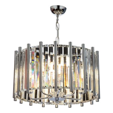 Liustra ant grandinės CRYSTALLINE 6xE14/40W/230V blizgus chromas