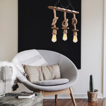 Liustra ant grandinės EREBOS 3xE27/40W/230V ruda