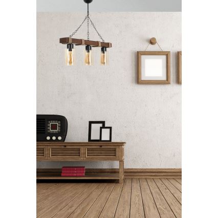 Liustra ant grandinės JASMIN 3xE27/40W/230V ruda/kreminė