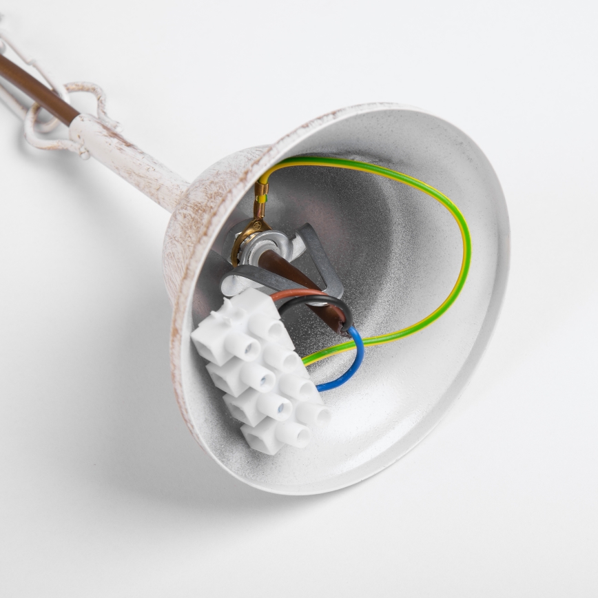 Liustra ant grandinės MALBO 8xE14/10W/230V balta/auksinė/patina