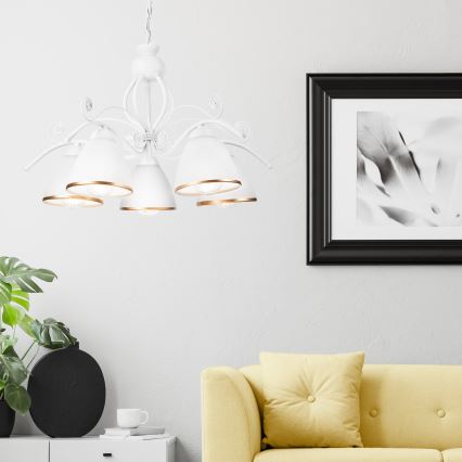 Liustra ant grandinės RETRO II 5xE27/60W/230V balta