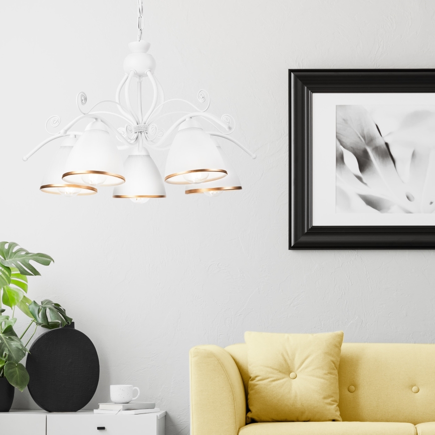 Liustra ant grandinės RETRO II 5xE27/60W/230V balta