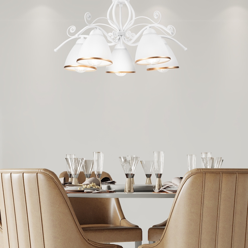 Liustra ant grandinės RETRO II 5xE27/60W/230V balta