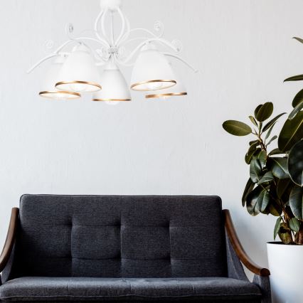 Liustra ant grandinės RETRO II 5xE27/60W/230V balta