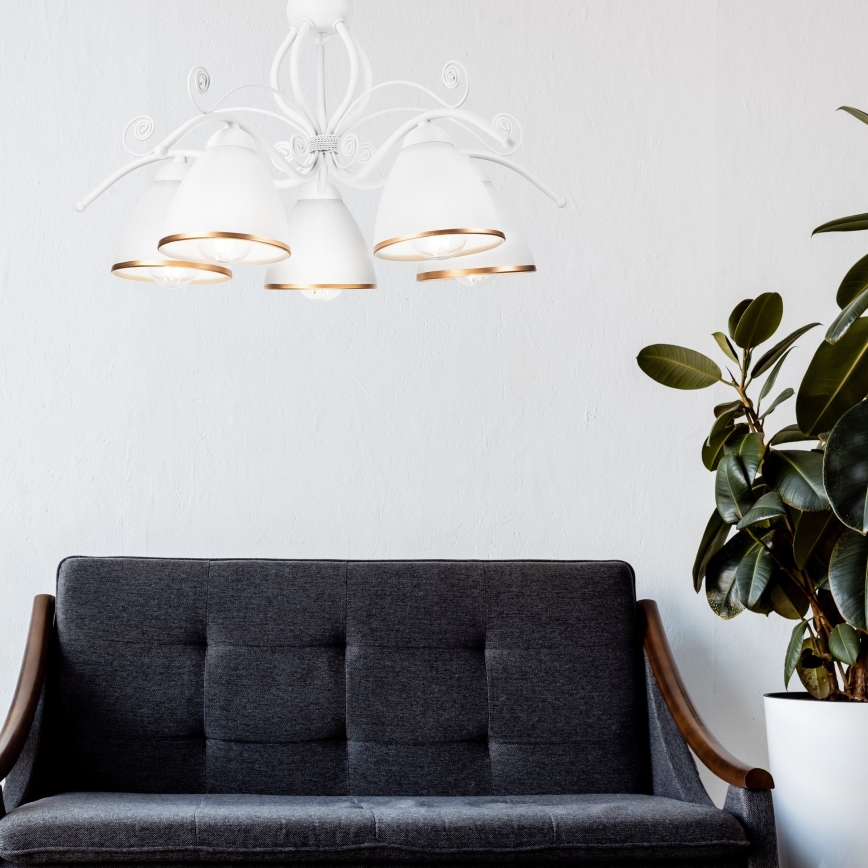 Liustra ant grandinės RETRO II 5xE27/60W/230V balta