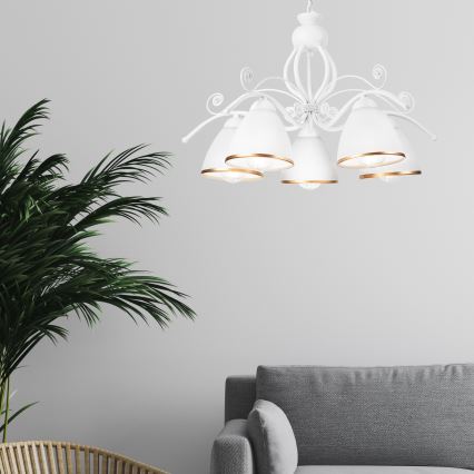 Liustra ant grandinės RETRO II 5xE27/60W/230V balta