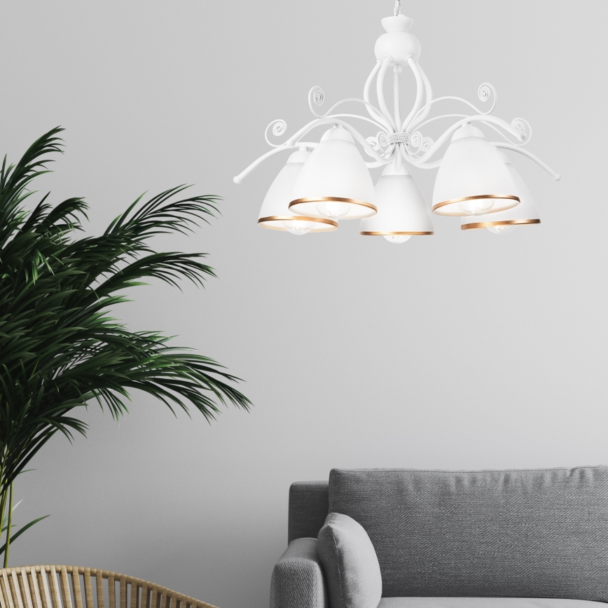 Liustra ant grandinės RETRO II 5xE27/60W/230V balta