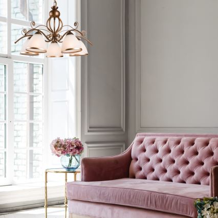 Liustra ant grandinės RETRO II 5xE27/60W/230V bronzinė patina