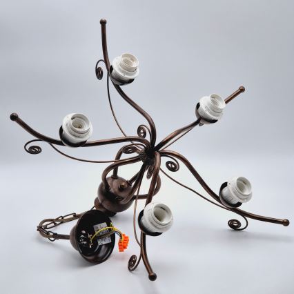 Liustra ant grandinės RETRO II 5xE27/60W/230V bronzinė patina