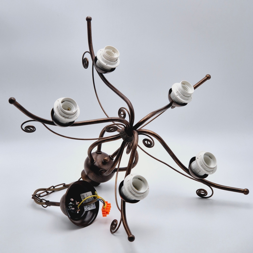 Liustra ant grandinės RETRO II 5xE27/60W/230V bronzinė patina