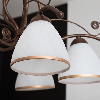 Liustra ant grandinės RETRO II 5xE27/60W/230V bronzinė patina