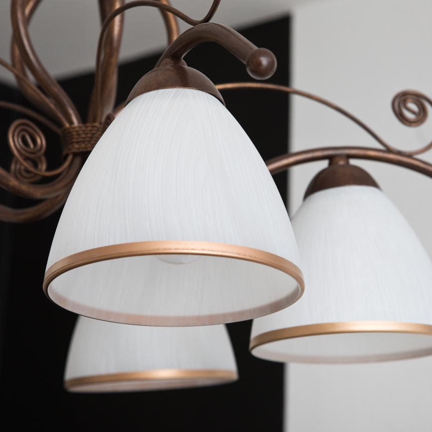 Liustra ant grandinės RETRO II 5xE27/60W/230V bronzinė patina