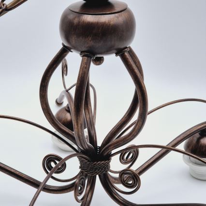 Liustra ant grandinės RETRO II 5xE27/60W/230V bronzinė patina