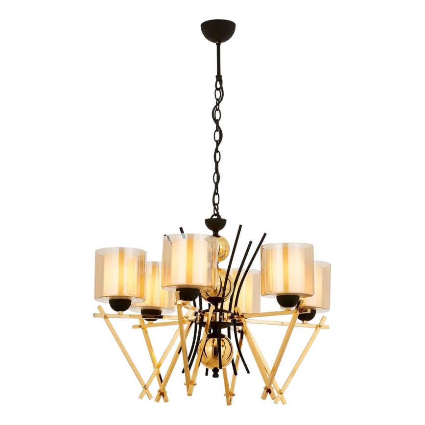 Liustra ant grandinės VARANA 6xE27/40W/230V juoda/auksinė