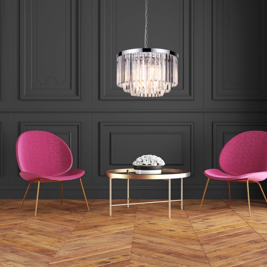 Liustra ant grandinės VETRO 5xE14/60W/230V su blizgiu chromu