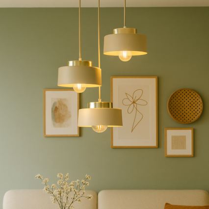 Liustra ant laido IGNIA 3xE27/60W/230V smėlio/auksinė