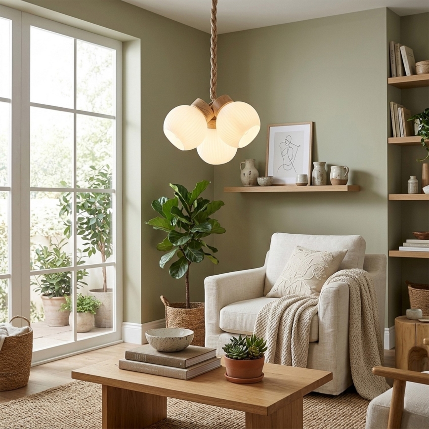 Liustra ant laido LOOMIS 3xE27/15W/230V 83 cm smėlinė/ąžuolas