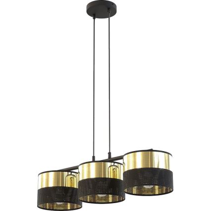 Liustra ant laido LUX 3xE27/15W/230V juoda/auksinė