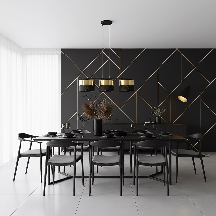 Liustra ant laido LUX 3xE27/15W/230V juoda/auksinė