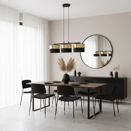 Liustra ant laido LUX 3xE27/15W/230V juoda/auksinė
