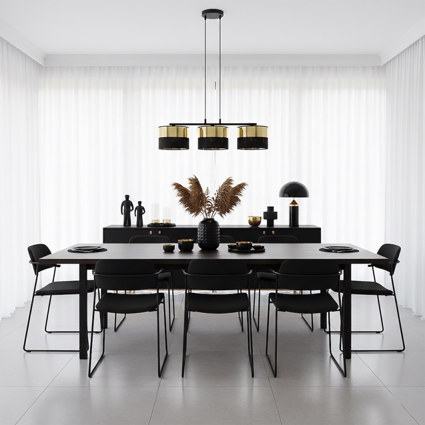 Liustra ant laido LUX 3xE27/15W/230V juoda/auksinė