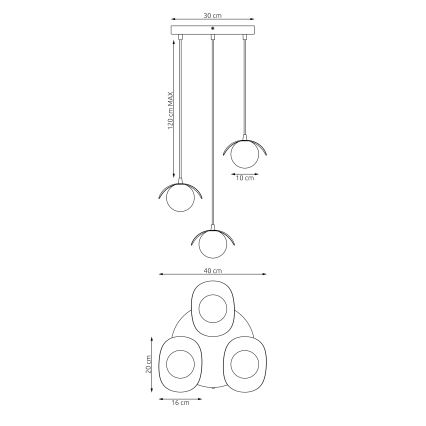 Liustra ant laido RITUAL 3xG9/8W/230V balta