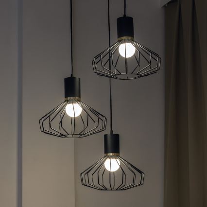 Liustra ant laido SOLANO 3xE27/15W/230V, juoda/auksinė