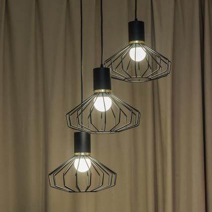 Liustra ant laido SOLANO 3xE27/15W/230V, juoda/auksinė