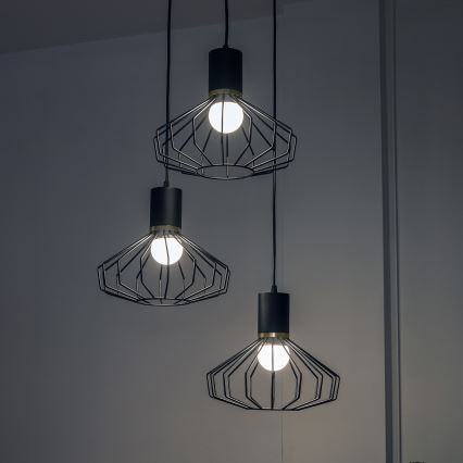 Liustra ant laido SOLANO 3xE27/15W/230V, juoda/auksinė